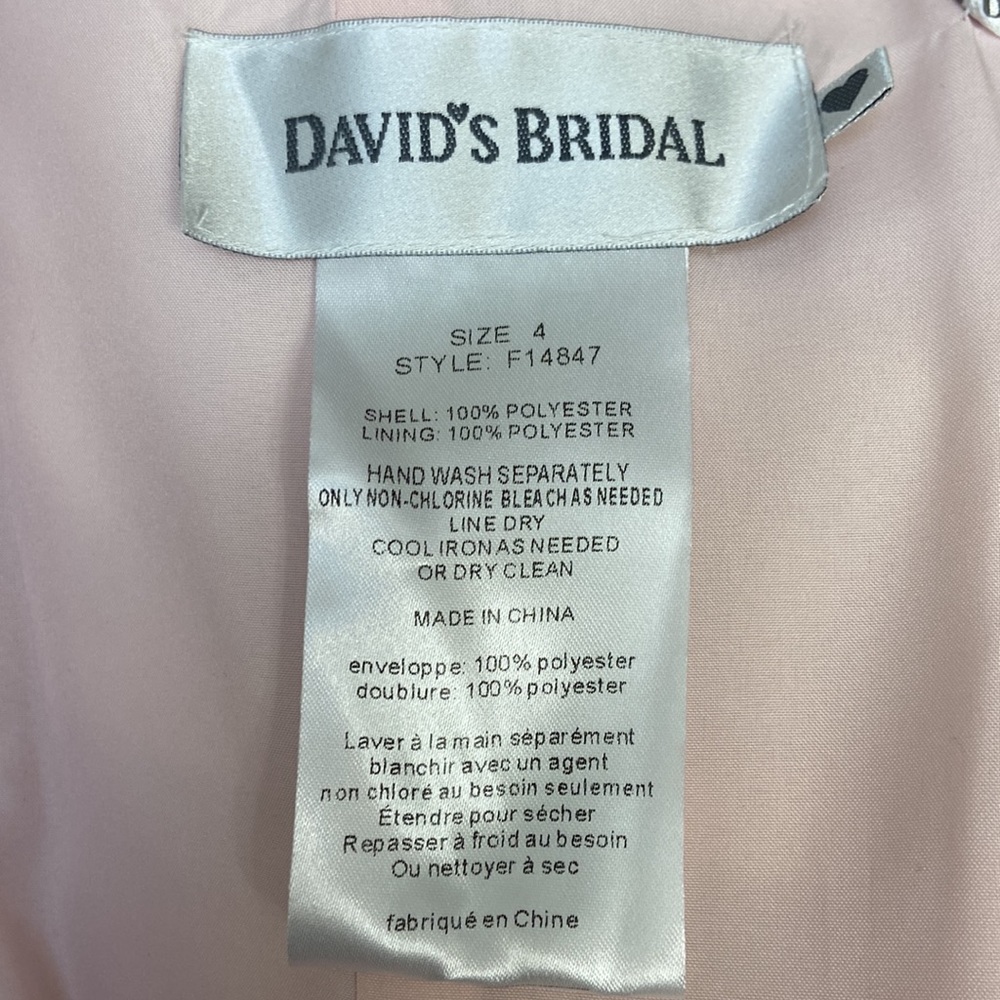 Womenās NWT Davidās Bridal pink āpetal coloredā strapless dress. Size 4. - Picture 15 of 16